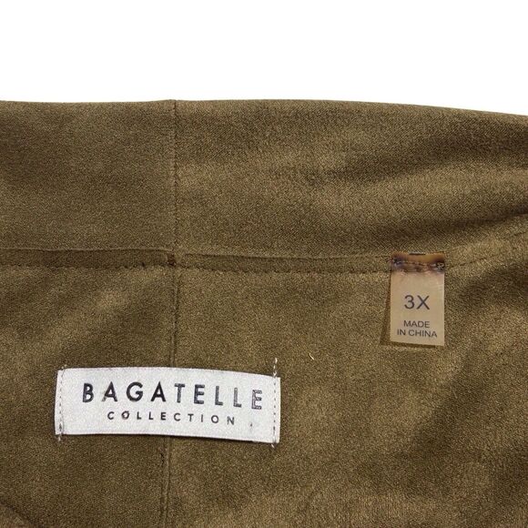 Bagatelle Waterfall Drape Front Jacket Faux Suede Olive Green Womens Size 3X NWT - Picture 8 of 12